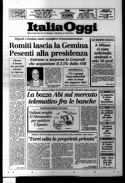 Italia oggi : quotidiano di economia finanza e politica